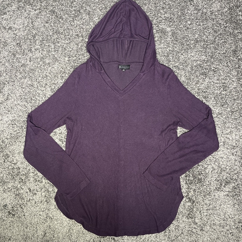 Bobeau purple long sleeve hooded top women's large